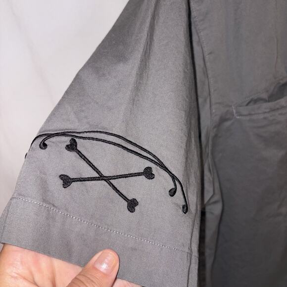 Harley Davidson Short Sleeve Cotton Button Down Shirt Gray Size Medium EUC - Picture 4 of 10